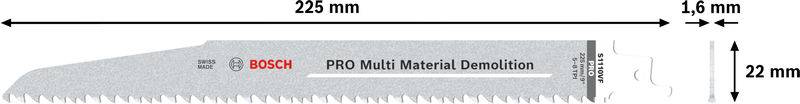 Bosch Accessories 2608659004 PRO Multi Material Demolition S1110VF Blatt, 1,6 x 22 x 225 mm, 2-tlg. 2St.