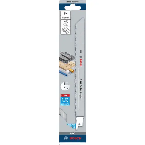 Bosch Accessories 2608659006 PRO Pallet Repair S1132VFR Blatt, 0,9 x 19 x 225 mm, 5-tlg. 5St. Bosch Accessories 2608659006 PRO Pallet Repair S1132VFR Blatt, 0,9 x 19 x 225 mm, 5-tlg. 5St.