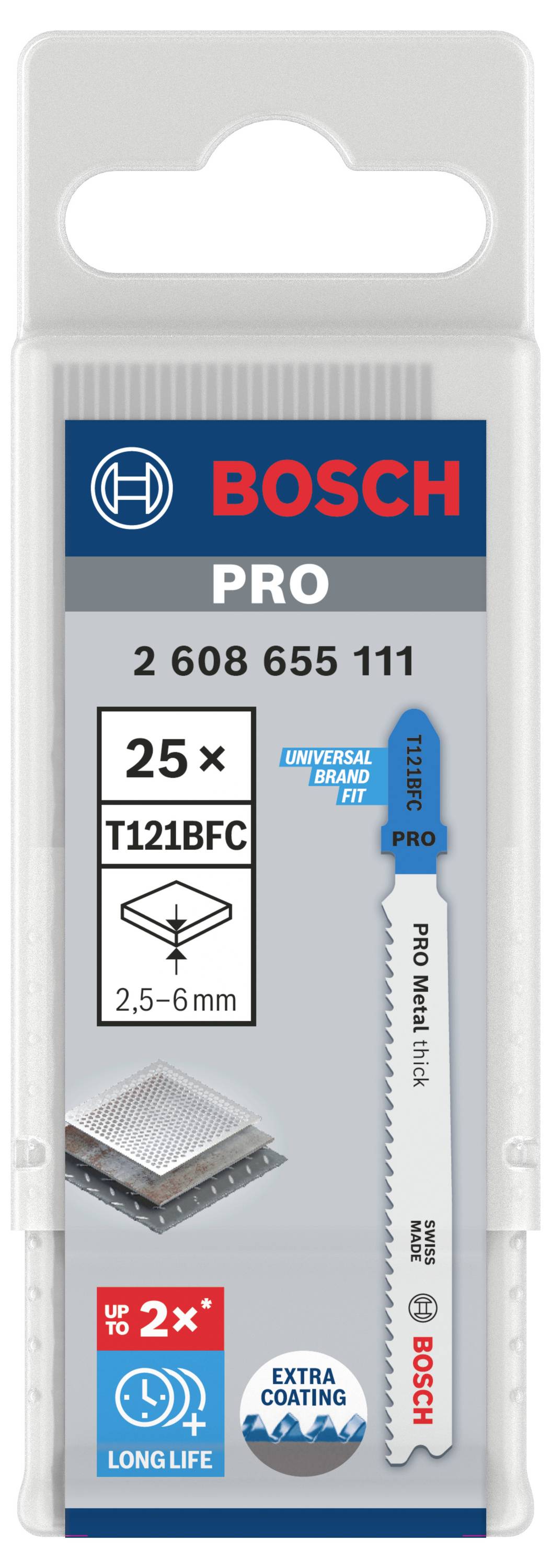 Bosch Accessories 2608655111 PRO Metal thick T121BFC Stichsägeblatt, 92 mm, 25-tlg. 25St.