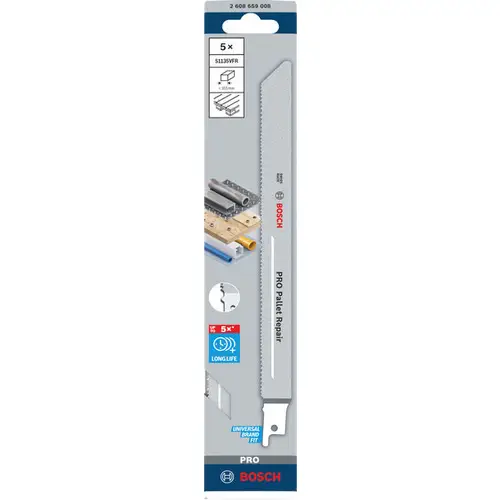 Bosch Accessories 2608659008 PRO Pallet Repair S1135VFR Blatt, 1,25 x 19 x 225 mm, 5-tlg. 5St. Bosch Accessories 2608659008 PRO Pallet Repair S1135VFR Blatt, 1,25 x 19 x 225 mm, 5-tlg. 5St.