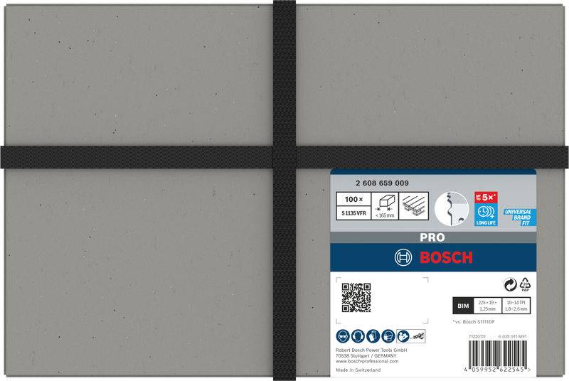Bosch Accessories 2608659009 PRO Pallet Repair S1135VFR Blatt, 1,25 x 19 x 225 mm, 100-tlg. 100St.