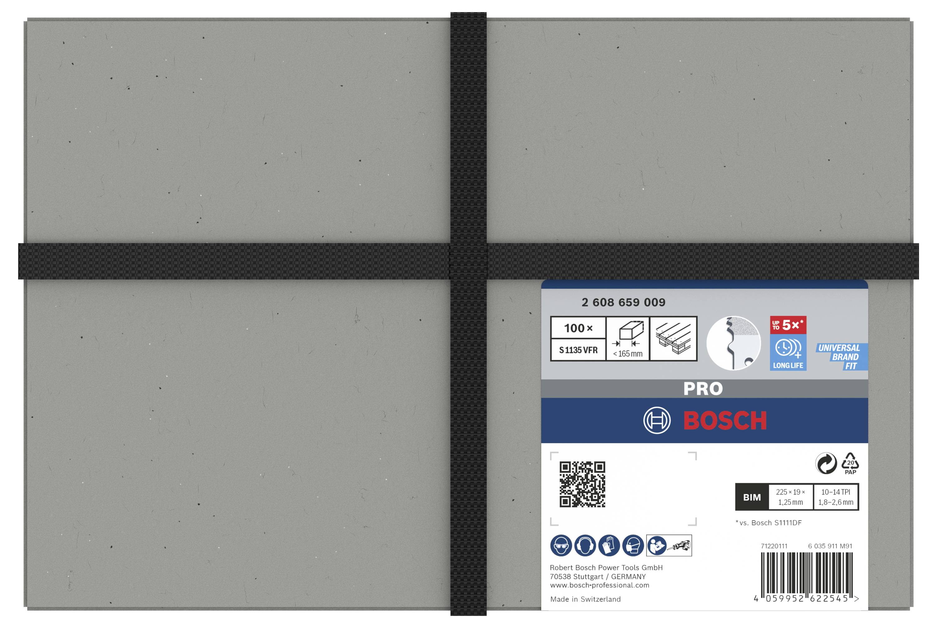 Bosch Accessories 2608659009 PRO Pallet Repair S1135VFR Blatt, 1,25 x 19 x 225 mm, 100-tlg. 100St.