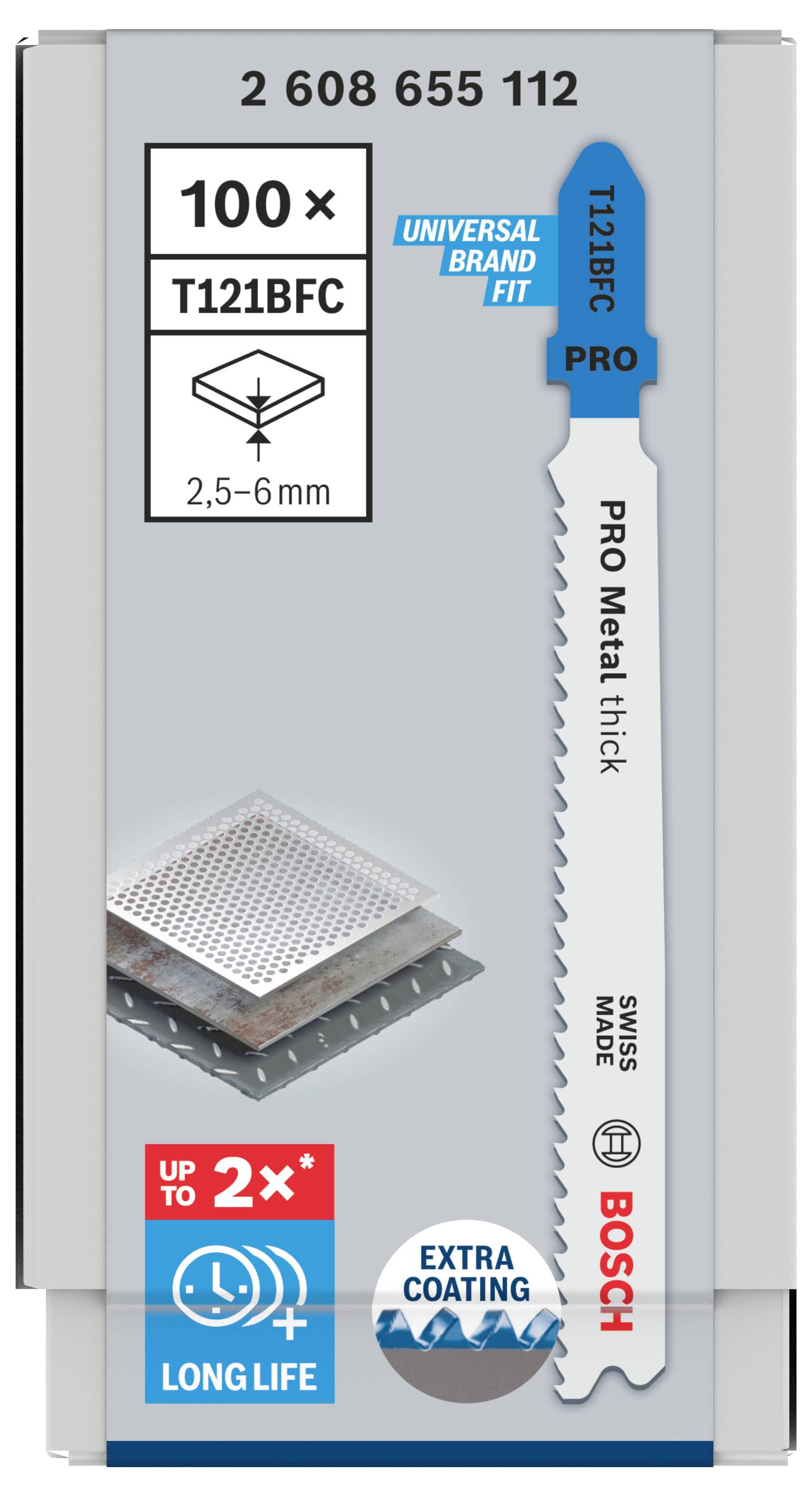 Bosch Accessories 2608655112 PRO Metal thick T121BFC Stichsägeblatt, 92 mm, 100-tlg. 100St.