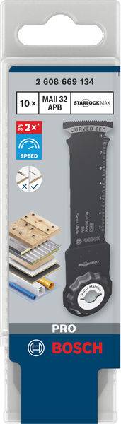 'Bosch PRO' Sägeblatt für Multifunktionswerkzeuge, 10er-Pack, geeignet für Holz und Metall, StarlockMax-System. Ideal für präzises Schneiden.
