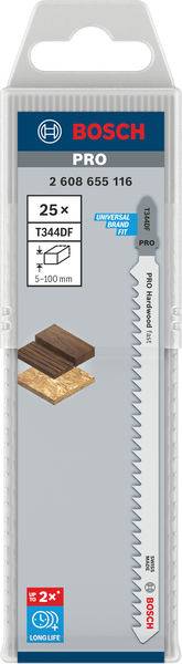 Bosch Accessories 2608655116 PRO Hardwood fast T344DF Stichsägeblatt, 152 mm, 25-tlg. 25St.