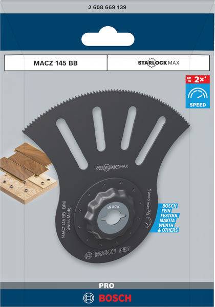 Bosch Starlock Max Sägeblatt MACZ 145 BB, geeignet für Holz, Parkett, weich elastische Materialien, Teppich.
