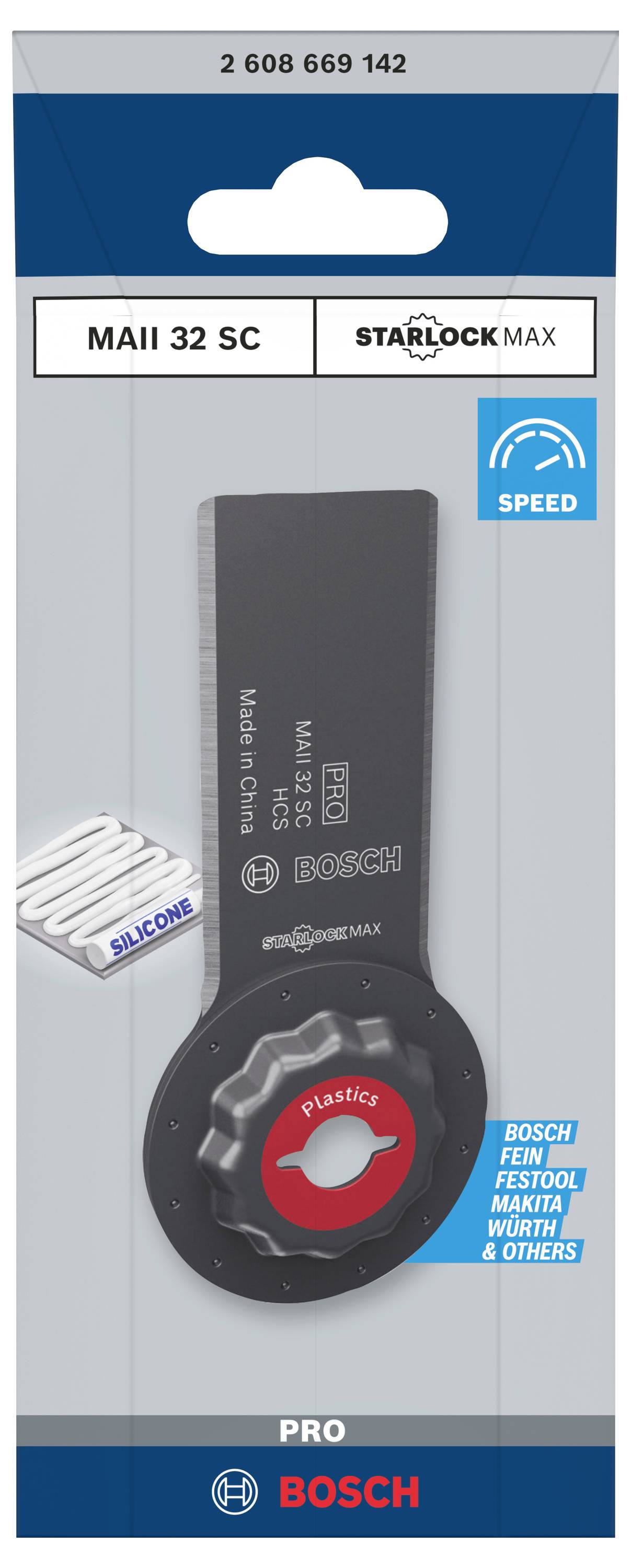 Makita Multitool-Sägeblatt mit StarlockMax, für Kunststoffbearbeitung, kompatibel mit Bosch, Fein, Festool. Enthält Silikon.