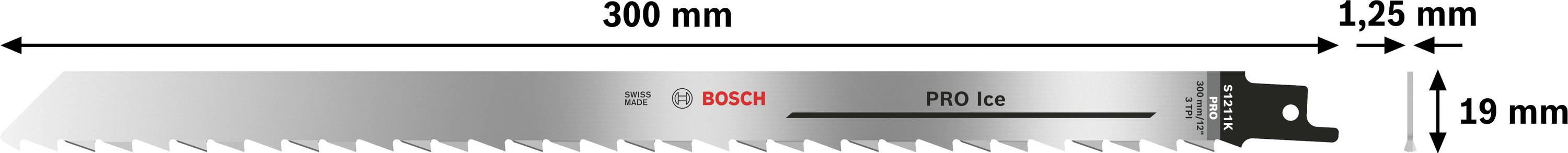 Bosch Accessories 2608652901 PRO Ice S1211K Blatt, 1,25 x 19 x 300 mm, 2-tlg. 2St.