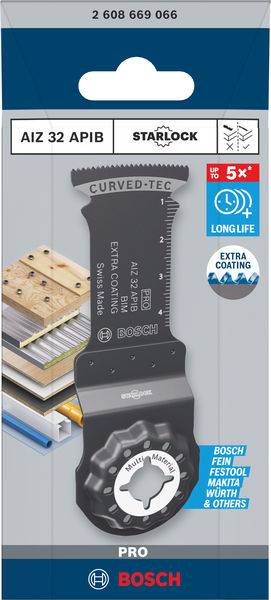 Sägeblatt für oszillierende Werkzeuge. Einsatz bei Holz, Metall, Kunststoff. Geeignet für Bosch, Fein, Festool. Starlock-Befestigung.