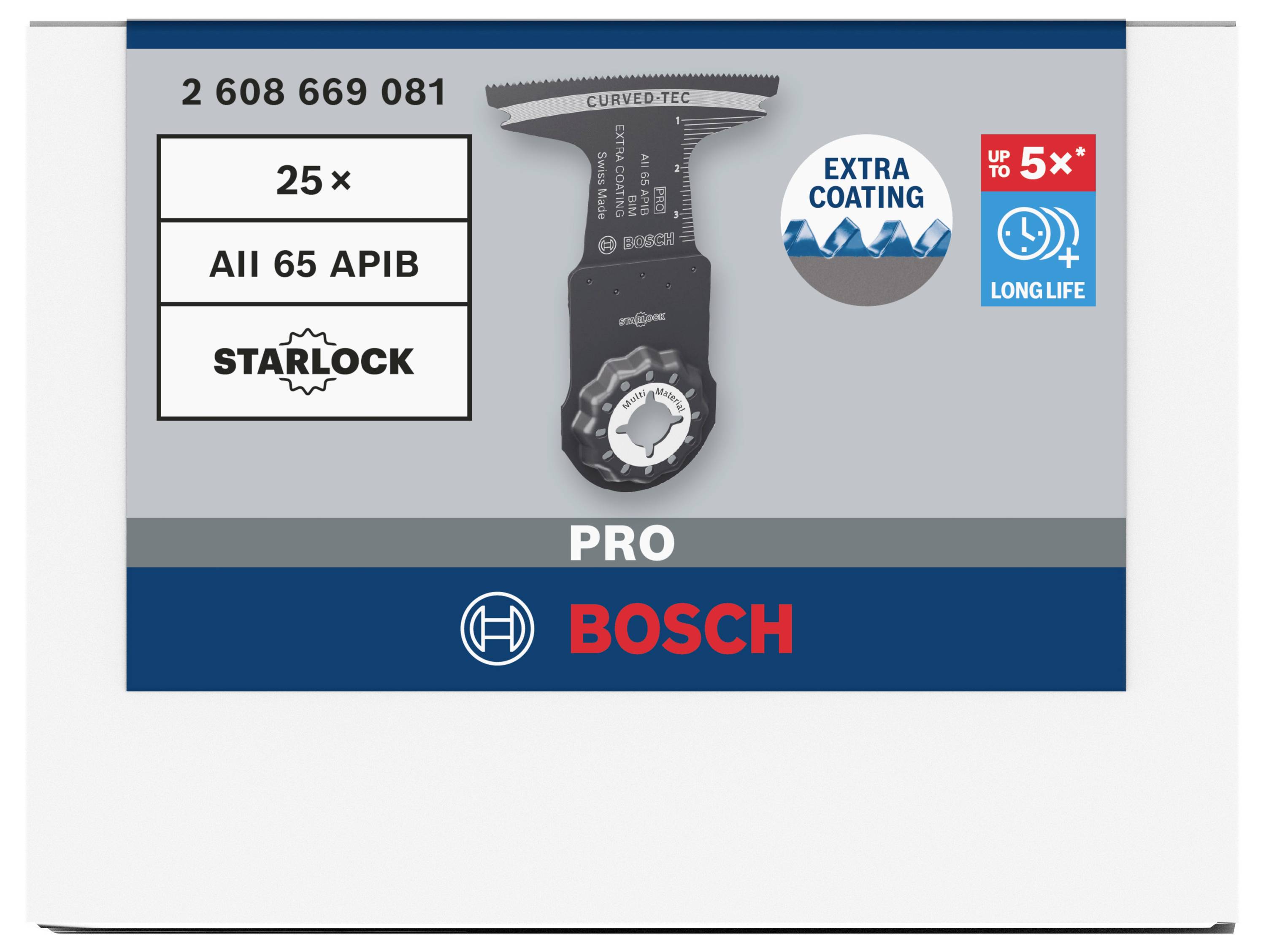 'Sägeblatt mit Starlock-Aufnahme, geeignet für Holz und Metall, gekennzeichnet mit 'PRO' und 'BOSCH', 25 Stück, langlebig.'
