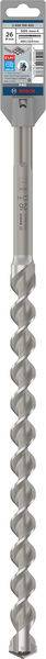 Ein Bohrer mit Spiralform, geeignet für Beton und Mauerwerk. Etikett oben zeigt Details zur Größe und Kompatibilität für Bohrmaschinen.