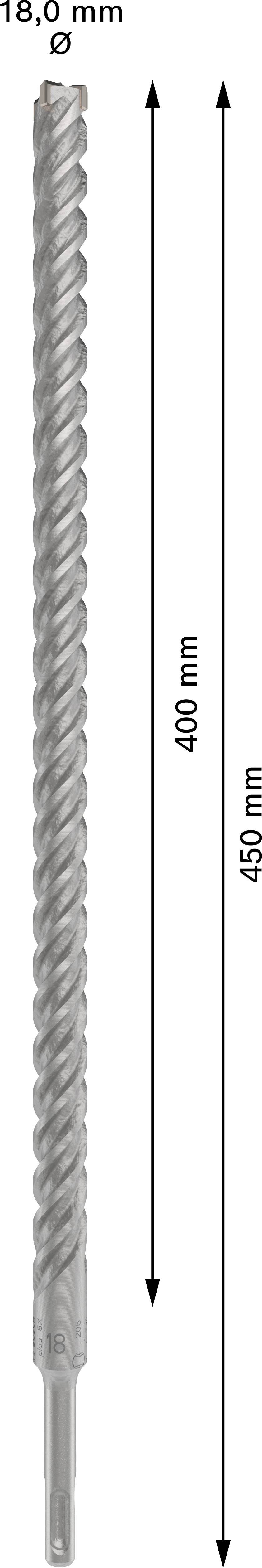 Bormaschine Bohrer mit Spiralform, Durchmesser 18,0 mm, Länge 460 mm, Bohrbereich 400 mm.
