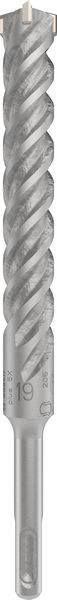 Ein silberner Bohrer mit spiralförmigen Rillen, geeignet für präzises Bohren in Beton oder Mauerwerk.