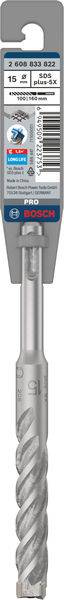 Bohrer von Bosch mit Durchmesser 16,2 mm und Länge 250 mm. Verpackung zeigt Markenlogo und Produktdetails auf grauem Hintergrund.