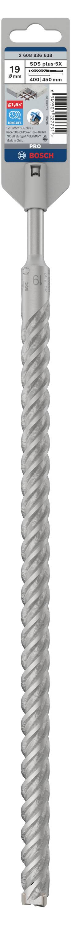 Bohrer mit Etikett, das Herstellerinformationen und Produktspezifikationen zeigt. Spiralförmiges Metalldesign für effizientes Bohren.