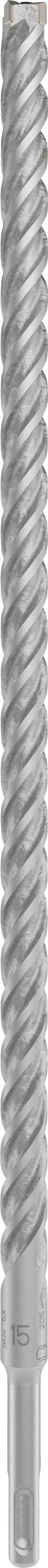 Eine silberne Metallschraube mit gleichmäßigen Gewinden.