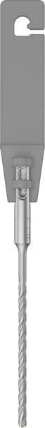 Ein silberner Bohrer mit grauem Aufsteckhalterung oben, geeignet zum Bohren von harten Materialien.
