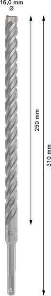 Bohrer mit 16mm Durchmesser, Länge 310mm, mit 250mm Nutzlänge.