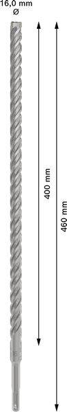 Bohraufsatz mit einem Durchmesser von 16,0 mm und einer Gesamtlänge von 460 mm, davon 400 mm Arbeitslänge.