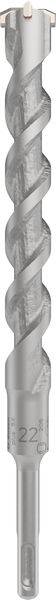 Nahaufnahme eines silbernen Bohrers mit spiralförmigen Rillen und SDS-Aufnahme, geeignet für Beton- und Mauerwerkbohrungen.