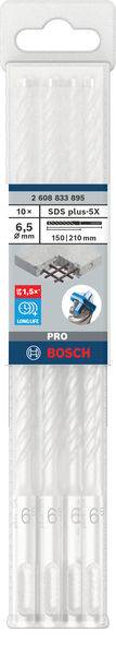 Bosch SDS plus-5X Bohrer-Set, 10 Stück, Durchmesser 9,5 mm, Länge 150/210 mm, geeignet für Beton, mit fünf axialen Schneidkanten.