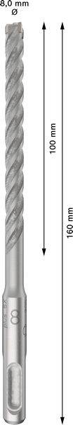 Bohrer mit 8,0 mm Durchmesser, Länge 160 mm. Spiralform zur effizienten Bohrung.