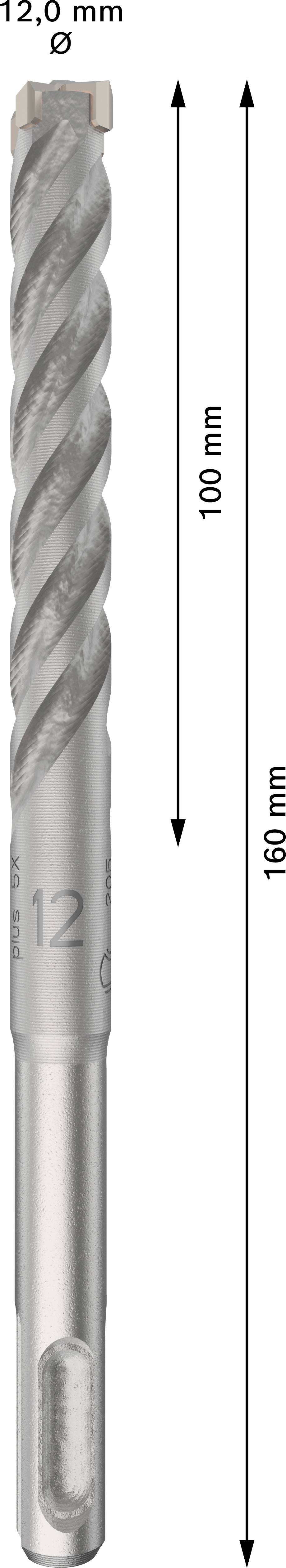 Bohraufsatz mit 12 mm Durchmesser und 160 mm Länge, spiralförmiges Design, geeignet für Beton- oder Metallbohren.
