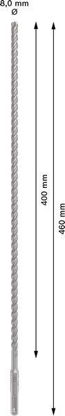Bohrer mit 8,0 mm Durchmesser und 400 mm Länge, geeignet für tiefe Bohrungen.
