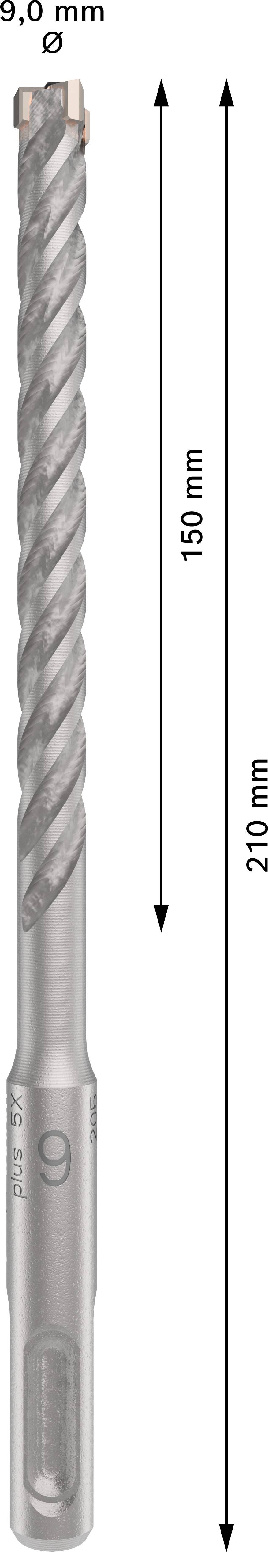 Bohrer mit Spiraldesign, Durchmesser 8,0 mm, Länge 210 mm, Nutzlänge 150 mm.
