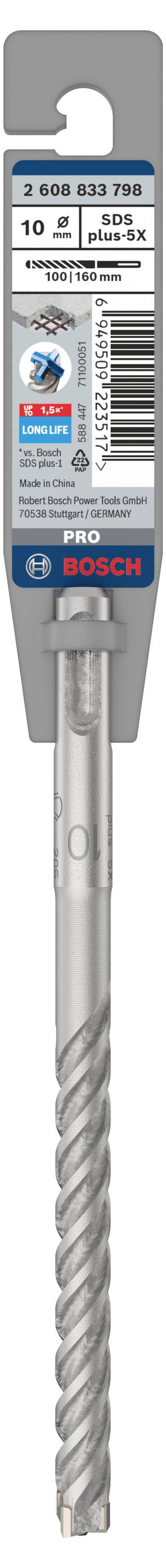 Metallbohrer von Bosch mit SDS plus Aufnahme, geeignet für Beton oder Mauerwerk, Durchmesser 10 mm, Länge 100 mm.