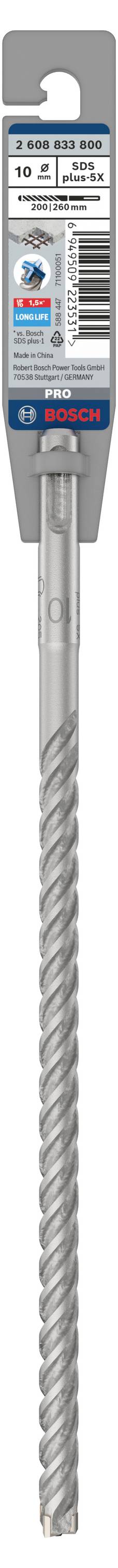 Bohrer mit spiralförmiger Rille, verpackt in einer Blisterverpackung mit Markenlogo und Produktinformationen.