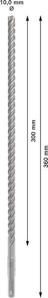 Bohrer mit 10,0 mm Durchmesser und 300 mm nutzbarer Länge, insgesamt 365 mm lang. Gezeigt mit Maßangaben.