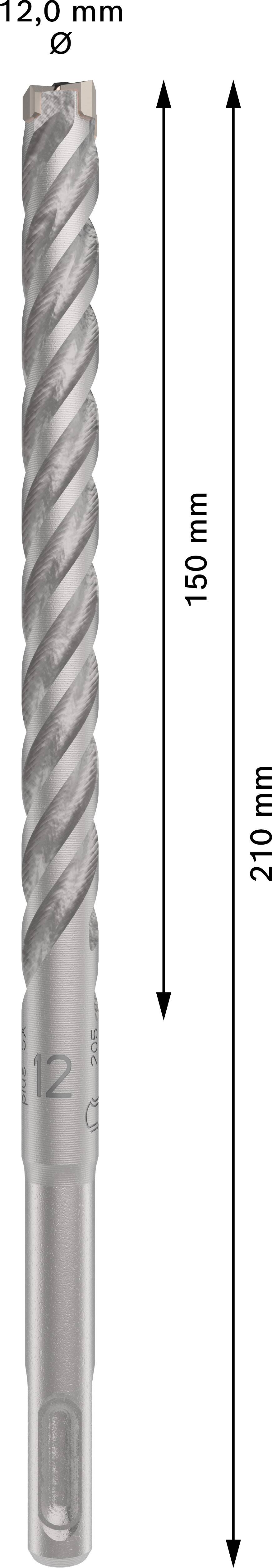 Bohrer mit 12 mm Durchmesser und 210 mm Länge, davon 150 mm Arbeitslänge. Spiraldesign für effektives Bohren.