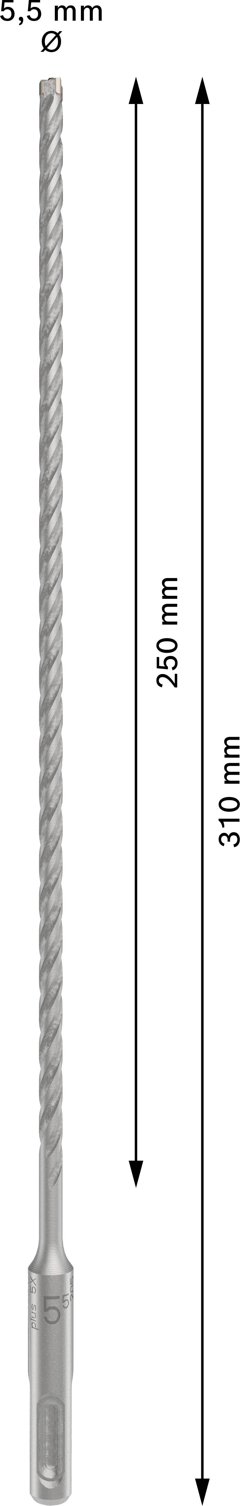Bohraufsatz mit einem Durchmesser von 8,5 mm und einer Gesamtlänge von 310 mm, von denen 250 mm die Arbeitslänge sind.