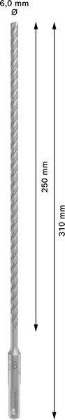 Bohrer mit 6 mm Durchmesser und 310 mm Länge.