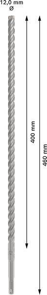 Bohrer mit 12,0 mm Durchmesser und 460 mm Gesamtlänge, davon 400 mm Nutzlänge.