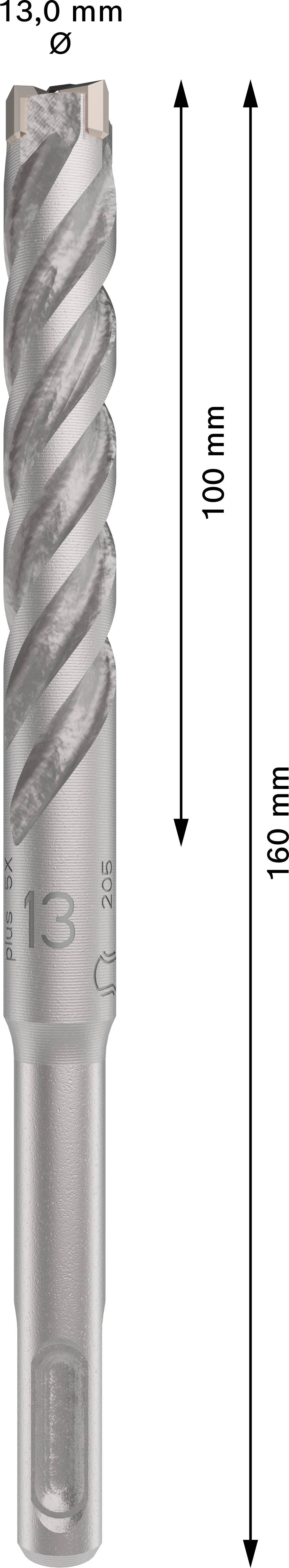 Bohrer mit 13 mm Durchmesser, Gesamtlänge 160 mm, Arbeitslänge 100 mm, für präzise Bohrarbeiten.