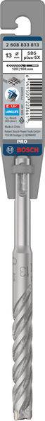 Bohrer von Bosch, speziell für Beton mit SDS plus-System, Durchmesser 12 mm, Gesamtlänge 160 mm, grauer Farbton. Verpackt.