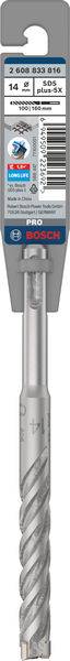 SDS-Bohrer von Bosch, 12 mm Durchmesser, geeignet für Beton, auf grauer Verpackung aufgedruckt mit Produktinformationen und Barcode.