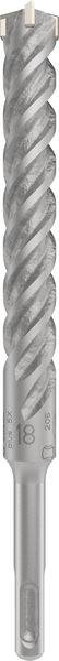 Ein grauer Bohrer mit spiralförmigen Rillen und einem flachen Ende.