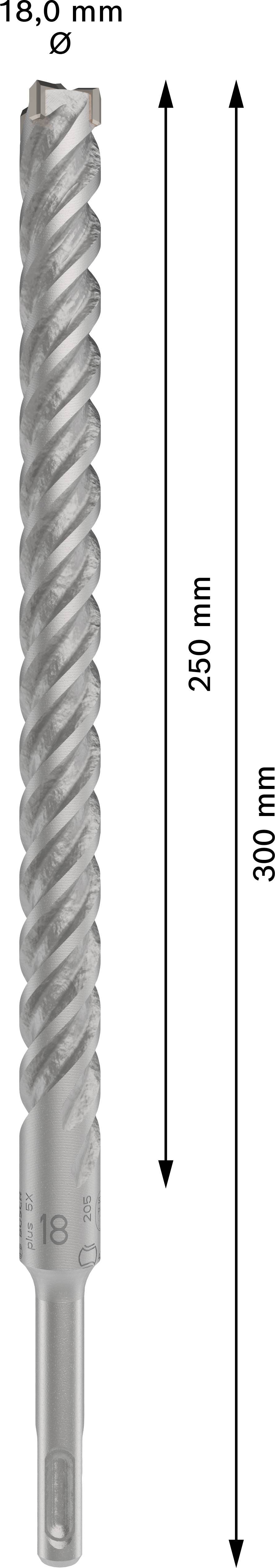 Bohrer aus Stahl, Durchmesser 18 mm, Länge 300 mm. Spiralförmiges Design für effizientes Bohren.