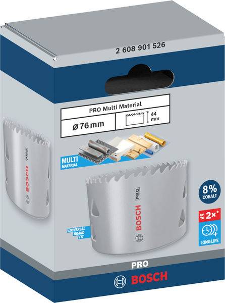 Bosch Lochsäge, 76 mm, PRO Multi Material für vielseitige Anwendungen, enthält 8% Kobalt für längere Lebensdauer.