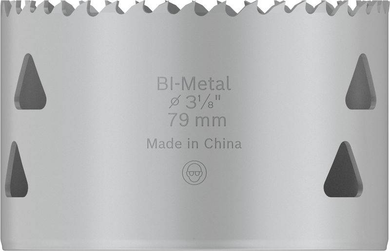 Bimetall-Lochsäge, Durchmesser 79 mm, hergestellt in China.
