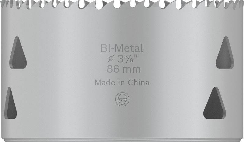 Metallbohrkrone mit der Aufschrift 'Bi-Metal, 3 3/8