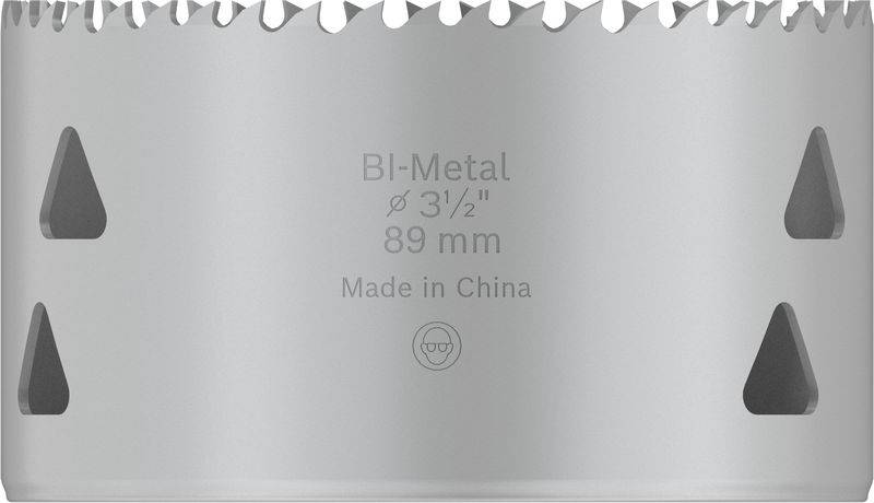 Metallsägekrone aus Bi-Metall, Durchmesser 89 mm, mit Beschriftung 'BI-Metal Ø 3 1/2