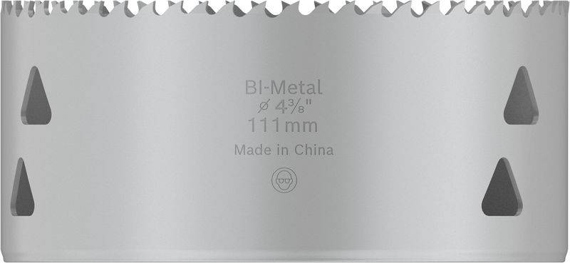 Lochsäge aus Bi-Metall, Durchmesser 111 mm, hergestellt in China.