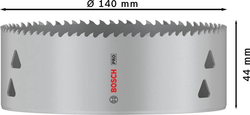 Metallsägeblatt, 140 mm Durchmesser, 44 mm Höhe, Marke Bosch Professional, silber mit scharfen Zähnen für präzises Schneiden.
