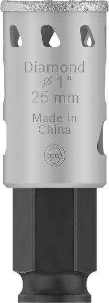 Bohrkrone mit Diamantstift, Durchmesser 25 mm, hergestellt in China. Produkt für präzises Bohren in harten Materialien.