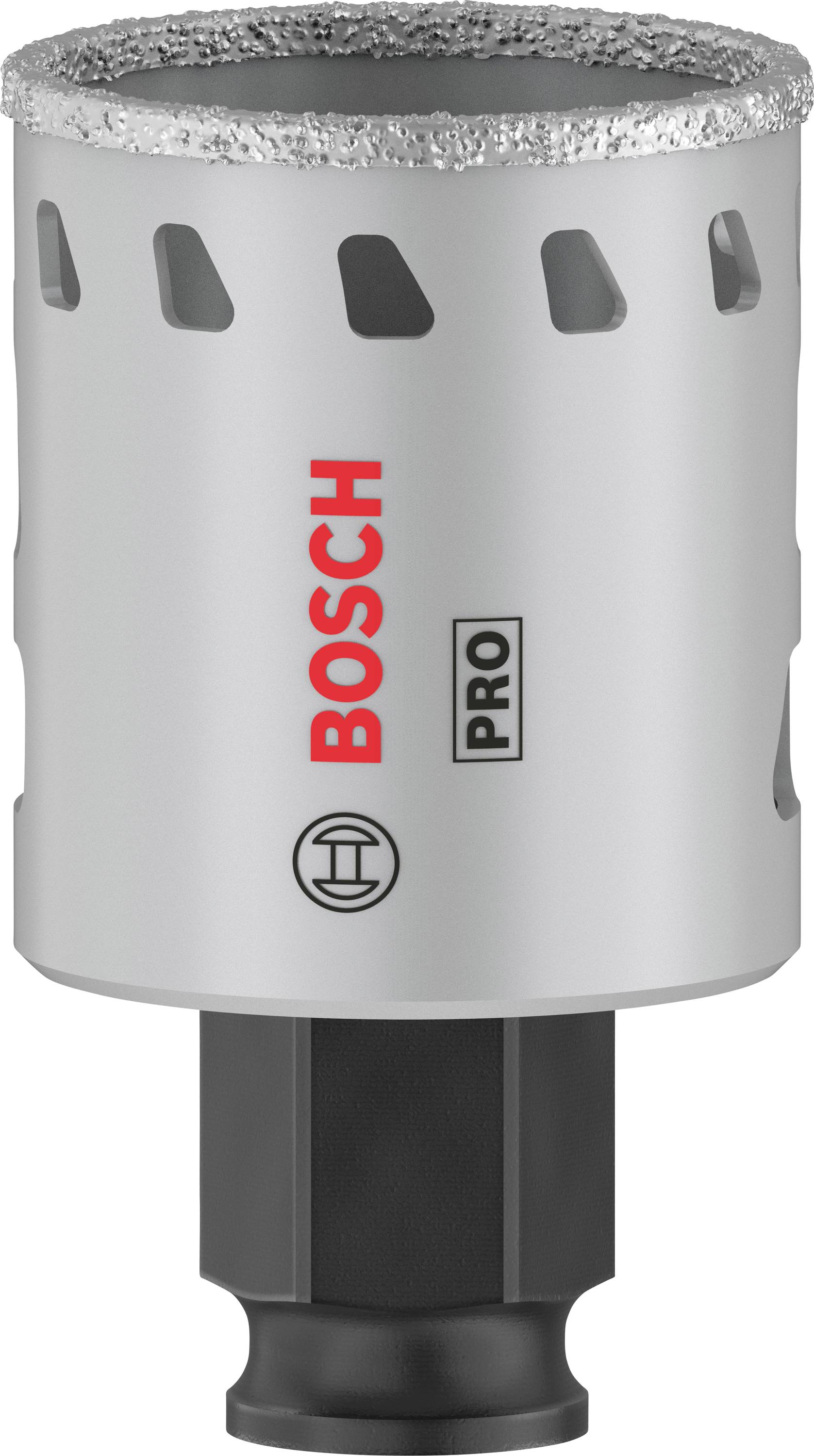 Metallbohrer von Bosch, Modell mit diamantbesetztem Rand für präzises Bohren in harte Materialien, Markenlogo und 'PRO'-Kennzeichnung sichtbar.