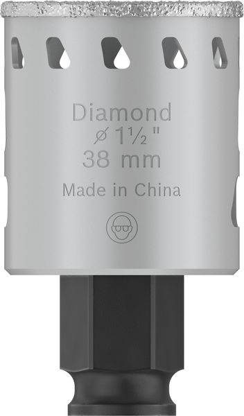 Grauer Diamantbohrer mit der Aufschrift 'Diamond ø 1½